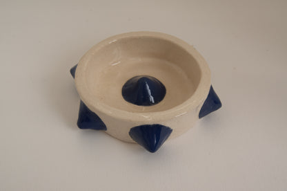 Handcrafted ashtray with blue spikes