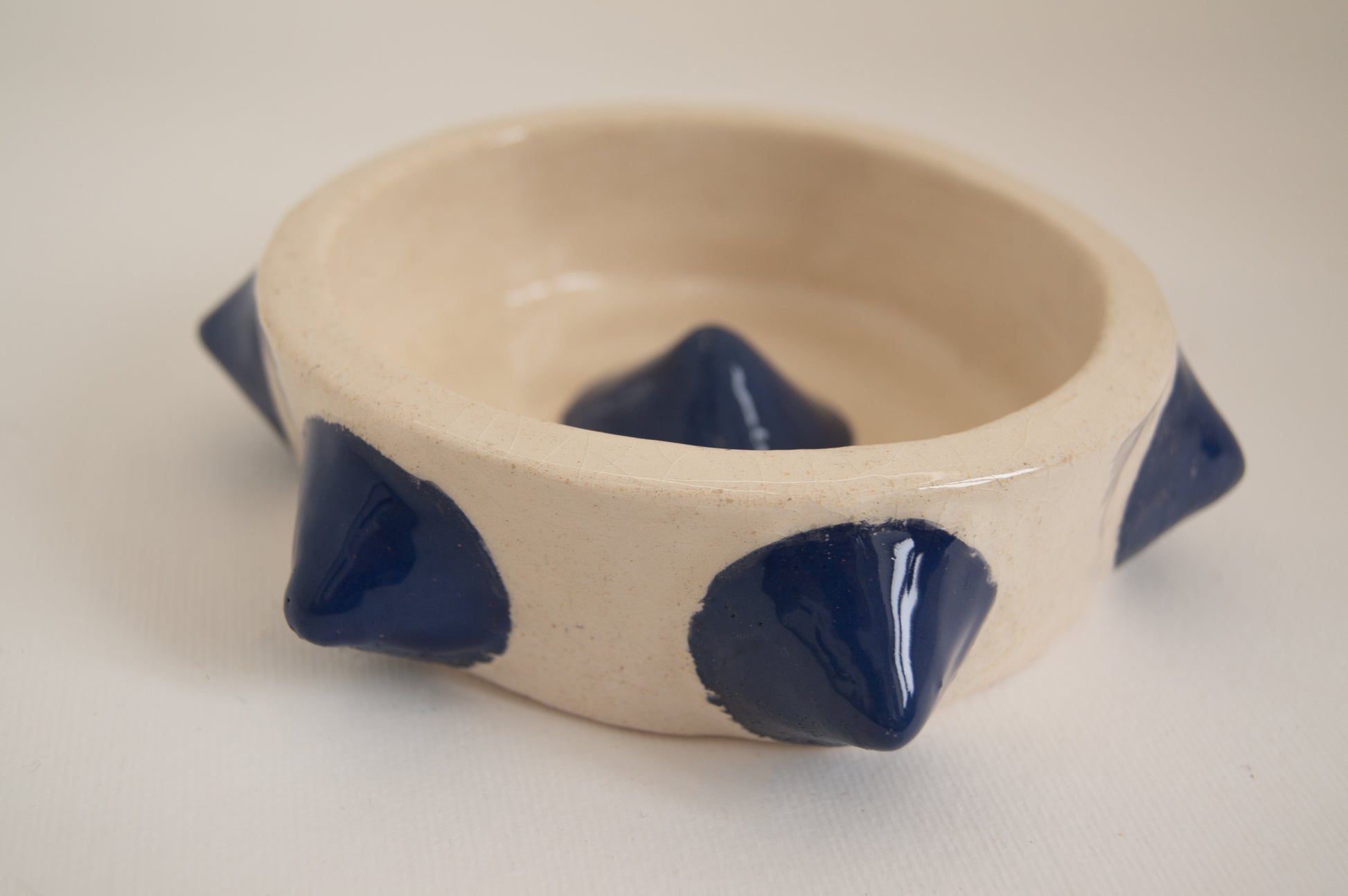 Handcrafted ashtray with blue spikes